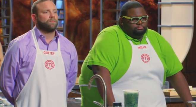 Screencap of Cutter and Willie in this episode of MasterChef.