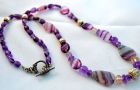 Amethyst and fluorite beaded necklace.
