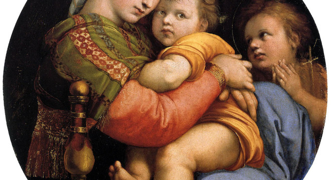 Raphael's "Madonna della seggiola", currently in the collection of the Palazzo Pitti in Florence, Italy.