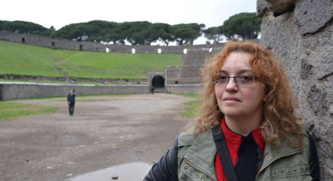 The author at the Pompeii amphitheatre, January 2014.