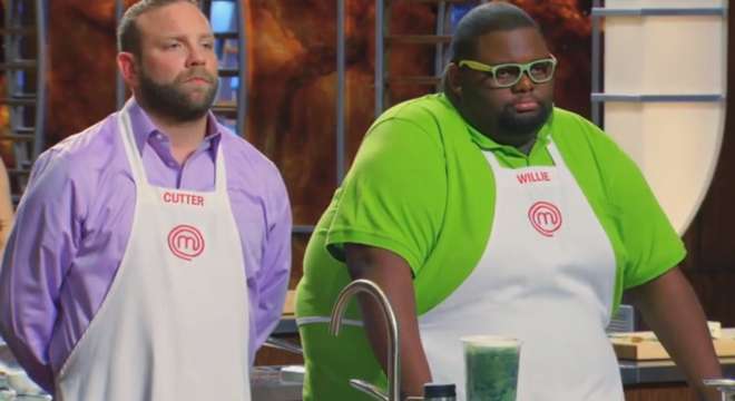 Screencap of Cutter and Willie in this episode of MasterChef.