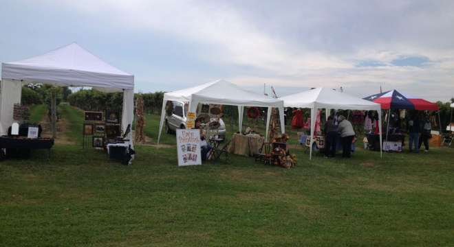 A craft fair taking place at a winery in New Jersey.